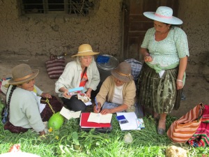 Signing Thank You Cards, Huancarani, April 2014